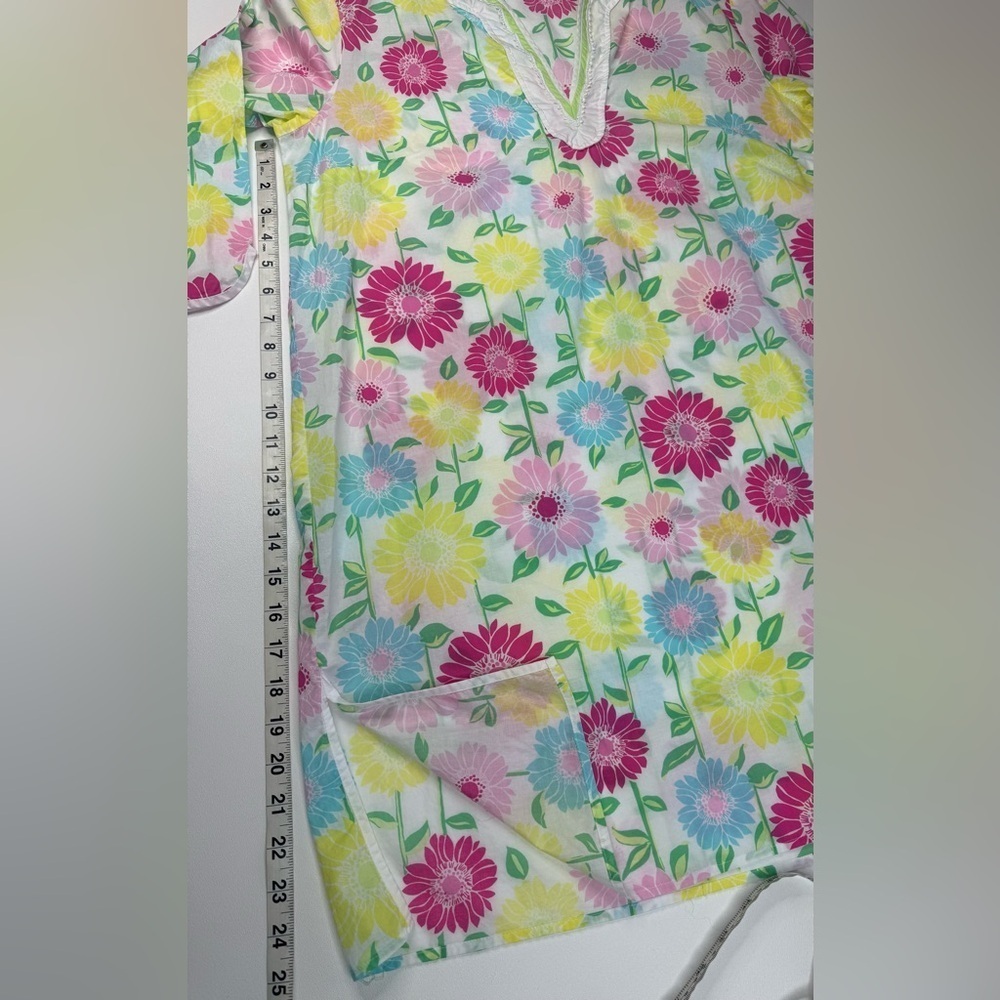 Lilly Pulitzer Natalie 100% Cotton Split Neck Floral Swim Coverup Size Large - Picture 6 of 10